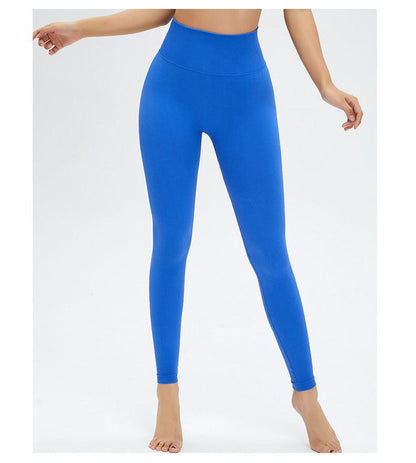 Blue yoga high-waist seamless leggings for workout, ultra stretchy on Tampa Home & Garden Store