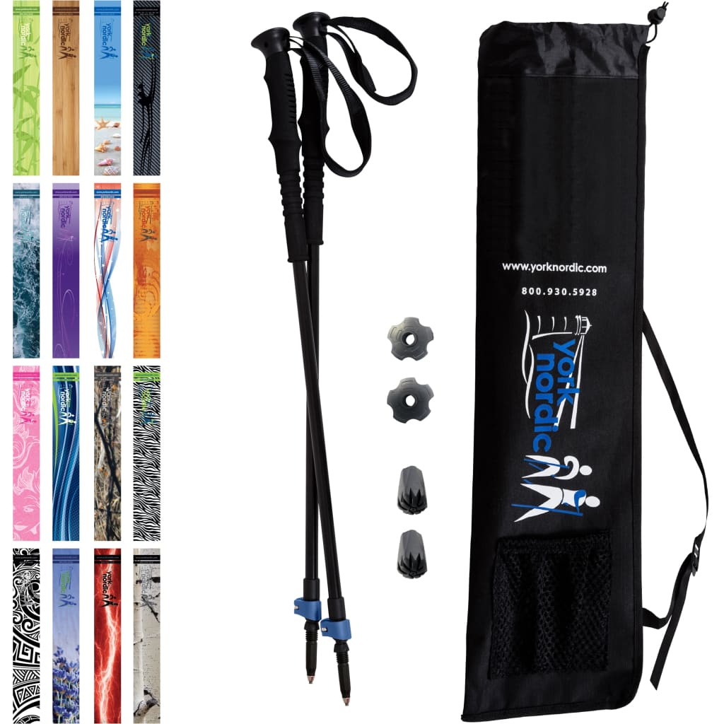 York Nordic Casual Trek Hiking Poles pair with fliplock grips and detachable feet in bag on Tampa Home & Garden Store