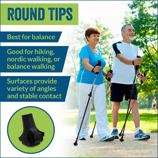 Four pack extra durable rubber replacement tips for trekking poles by York Nordic, black on Tampa Home & Garden Store
