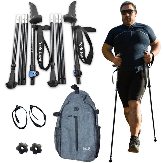Motivator Swift Connect travel trekking poles York Nordic with XL grips, adjustable 4'–7', on Tampa Home & Garden Store