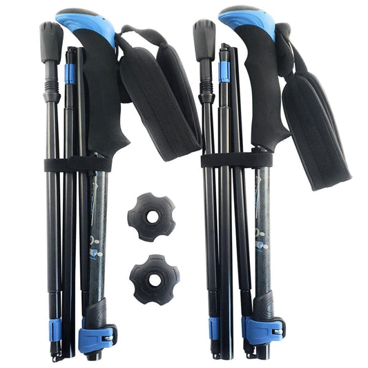 Travel folding walking and hiking poles, 13.5 in, blue grips, set of two on Tampa Home & Garden Store