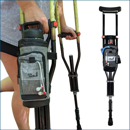 York Nordic underarm crutch bag on gray crutches with pocket and logo on Tampa Home & Garden Store