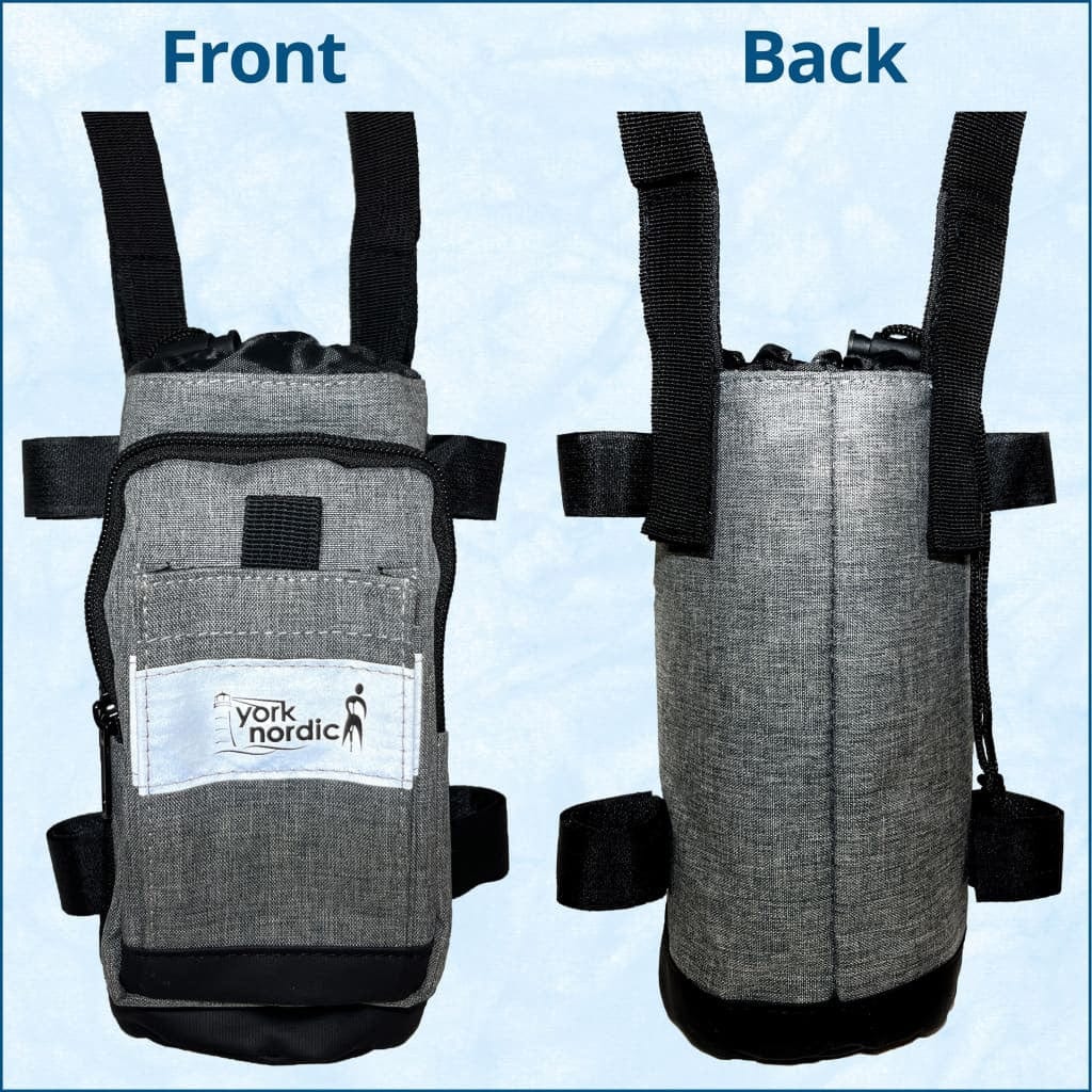 York Nordic underarm crutch bag in gray fabric with front pocket and straps on Tampa Home & Garden Store