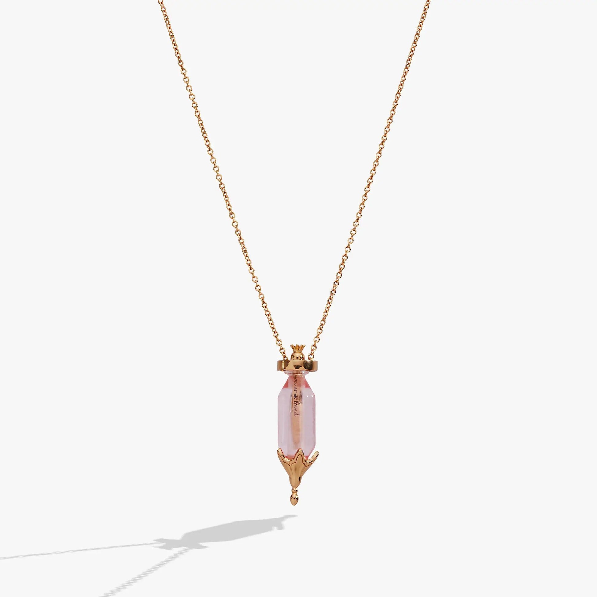 ALEX AND ANI You Are Loved potion bottle slider necklace with pink glass pendant rose gold chain on Tampa Home & Garden Store