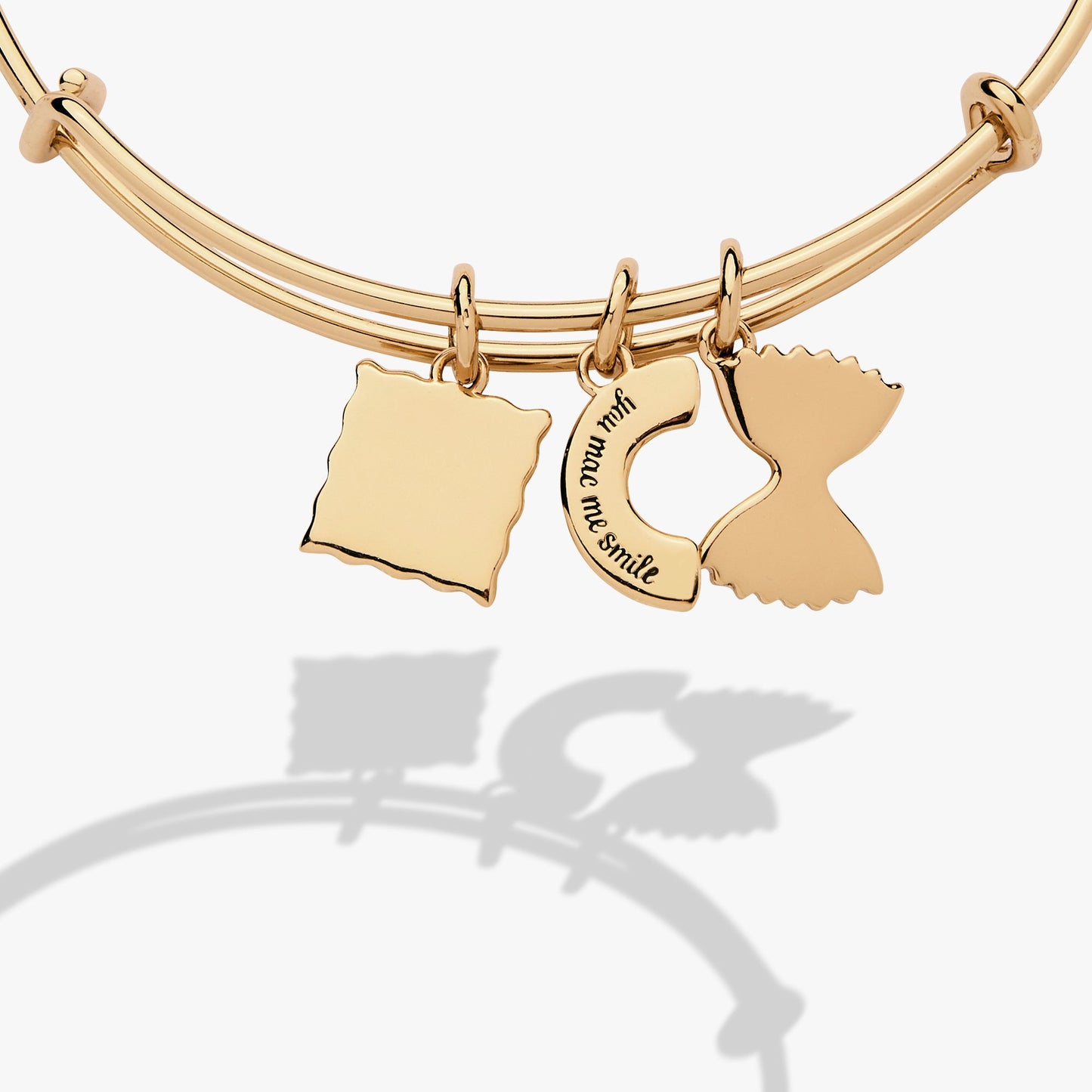 Fun Gold Pasta Three Charm Bangle Bracelet