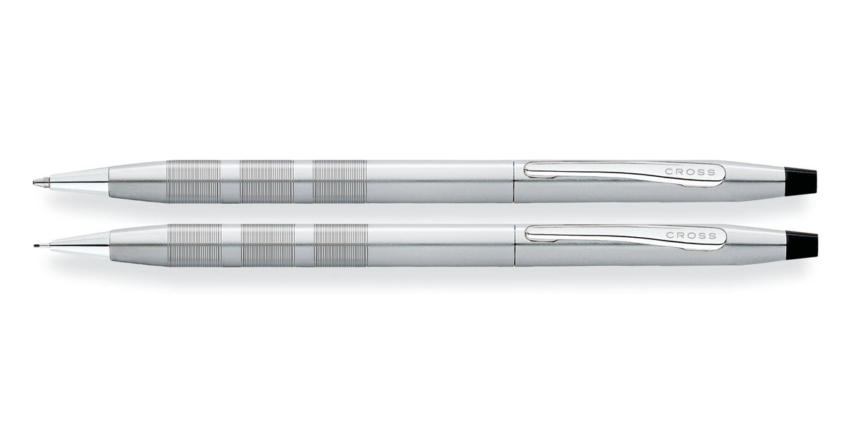 Cross Classic Century satin chrome ballpoint pen and 0.7mm pencil set, silver with clip on Tampa Home & Garden Store