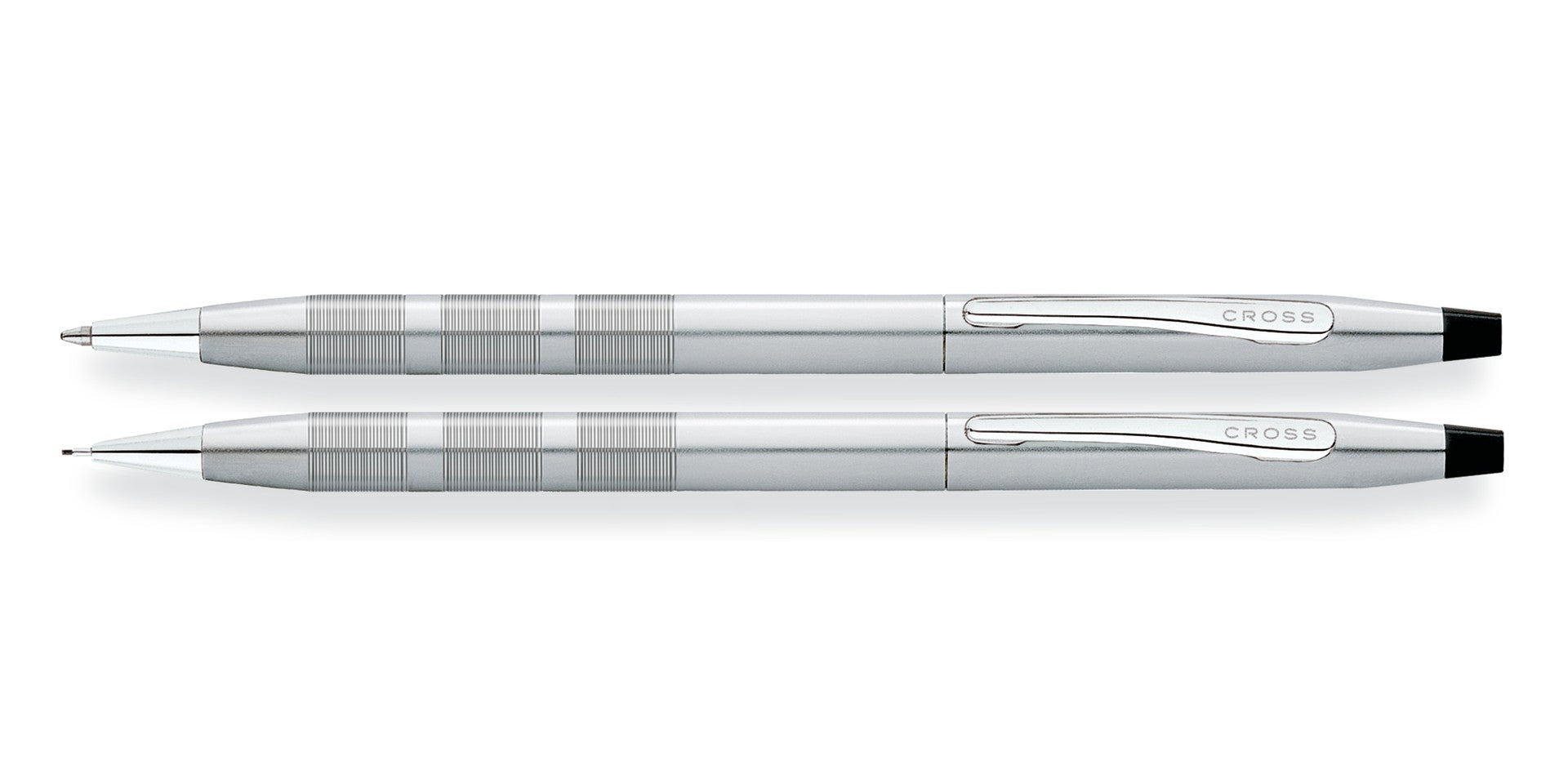 Cross Classic Century satin chrome ballpoint pen and 0.7mm pencil set, silver with clip on Tampa Home & Garden Store