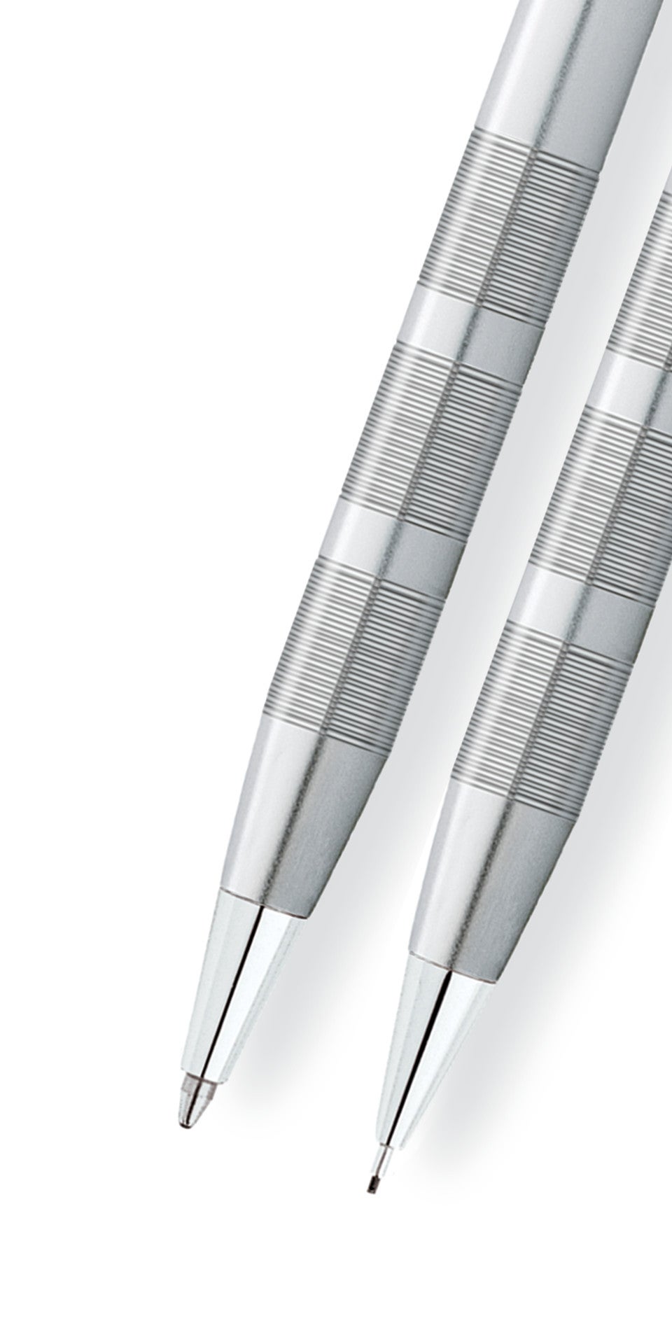 Cross Classic Century Satin Chrome ballpoint pen and 0.7mm pencil set, silver knurled duo on Tampa Home & Garden Store