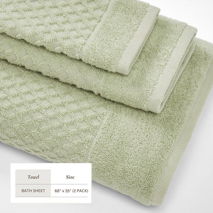 Cotton Diamond Waffle Weave Bath Towel Set