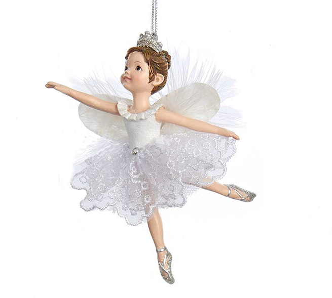 White and Silver Little Ballerina Ornament by The Country Christmas Loft, Holiday Ornaments on Tampa Home & Garden Store