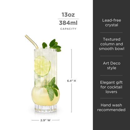 Art Deco and the Clear Crystal Highball Set of 2