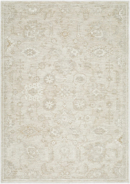 Rug Yonca Luxe by Boutique Rugs in beige cream with a vintage medallion motif on Tampa Home & Garden Store