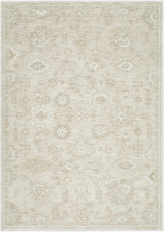 Rug Yonca Luxe by Boutique Rugs in beige cream with a vintage medallion motif on Tampa Home & Garden Store