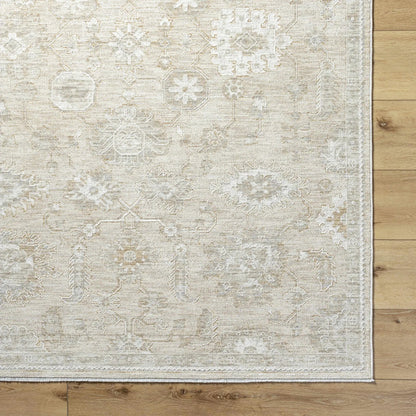Yonca Luxe Rug beige ornate oriental pattern by Boutique Rugs, clearance on Tampa Home & Garden Store