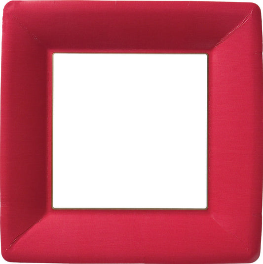 Assiettes plates en papier lin rouge classique