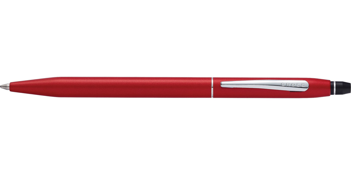 Click Crimson Ballpoint Pen by A.T. Cross, red body with silver clip, retractable tip on Tampa Home & Garden Store