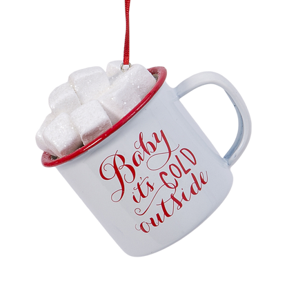 Mug de chocolat chaud décoré de guimauves - Bébé, il fait froid dehors