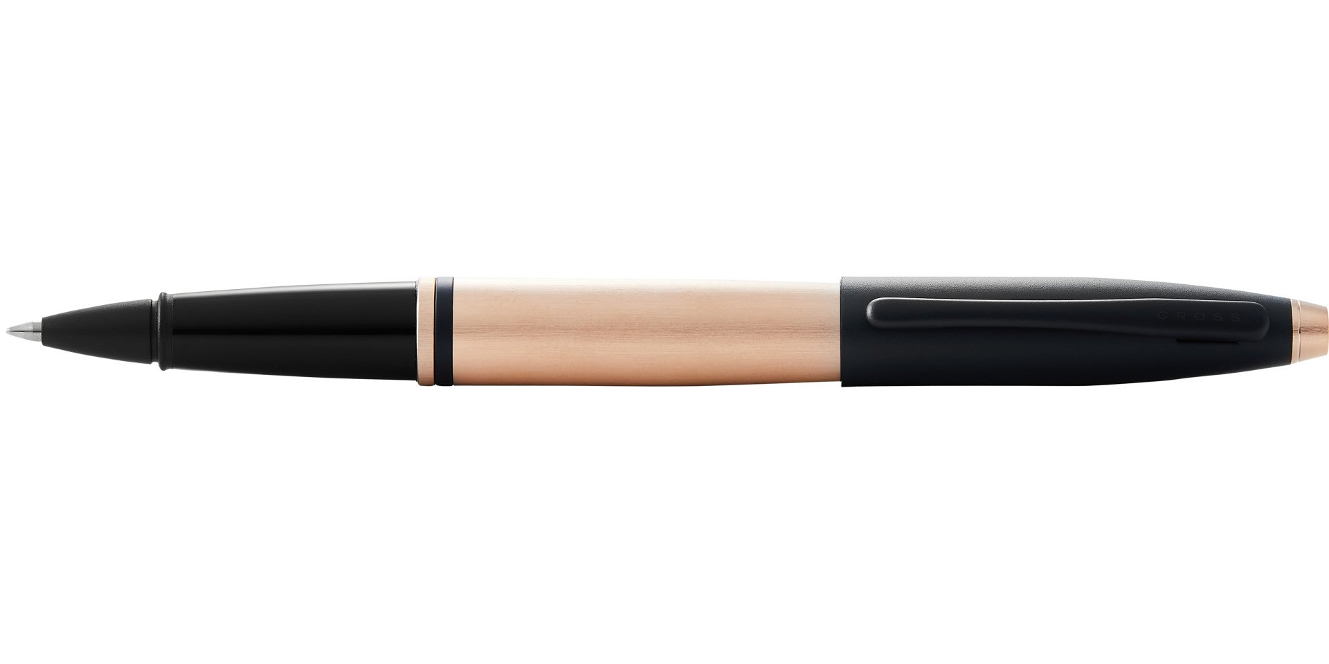 Calais rollerball pen by Cross with brushed rose-gold plate and black lacquer barrel on Tampa Home & Garden Store