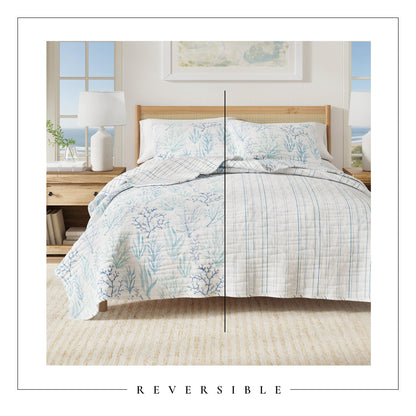 Watercolor Blue Coral Quilt for the Bedroom