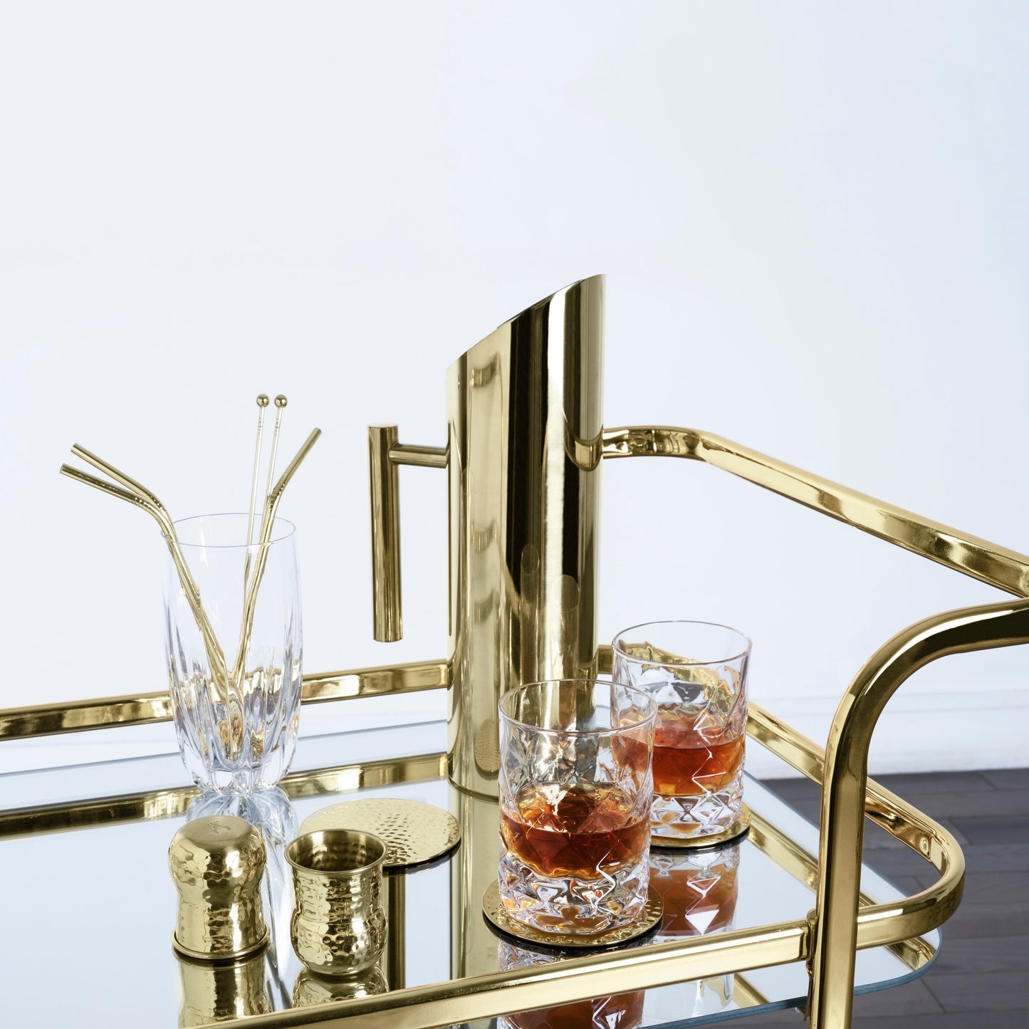 Antique Gold Bar Cart and the Stainless Frame