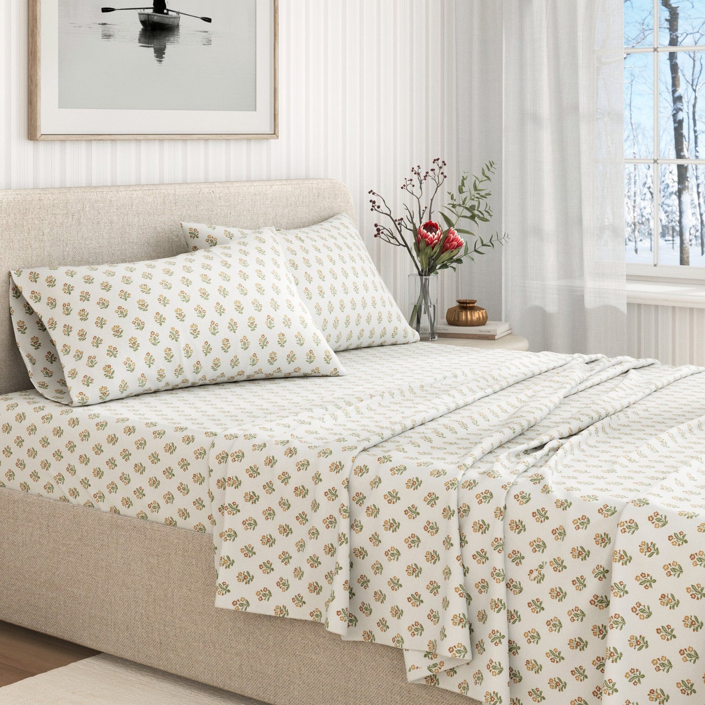 Turkish Cotton Flannel Sheet Set and Floral