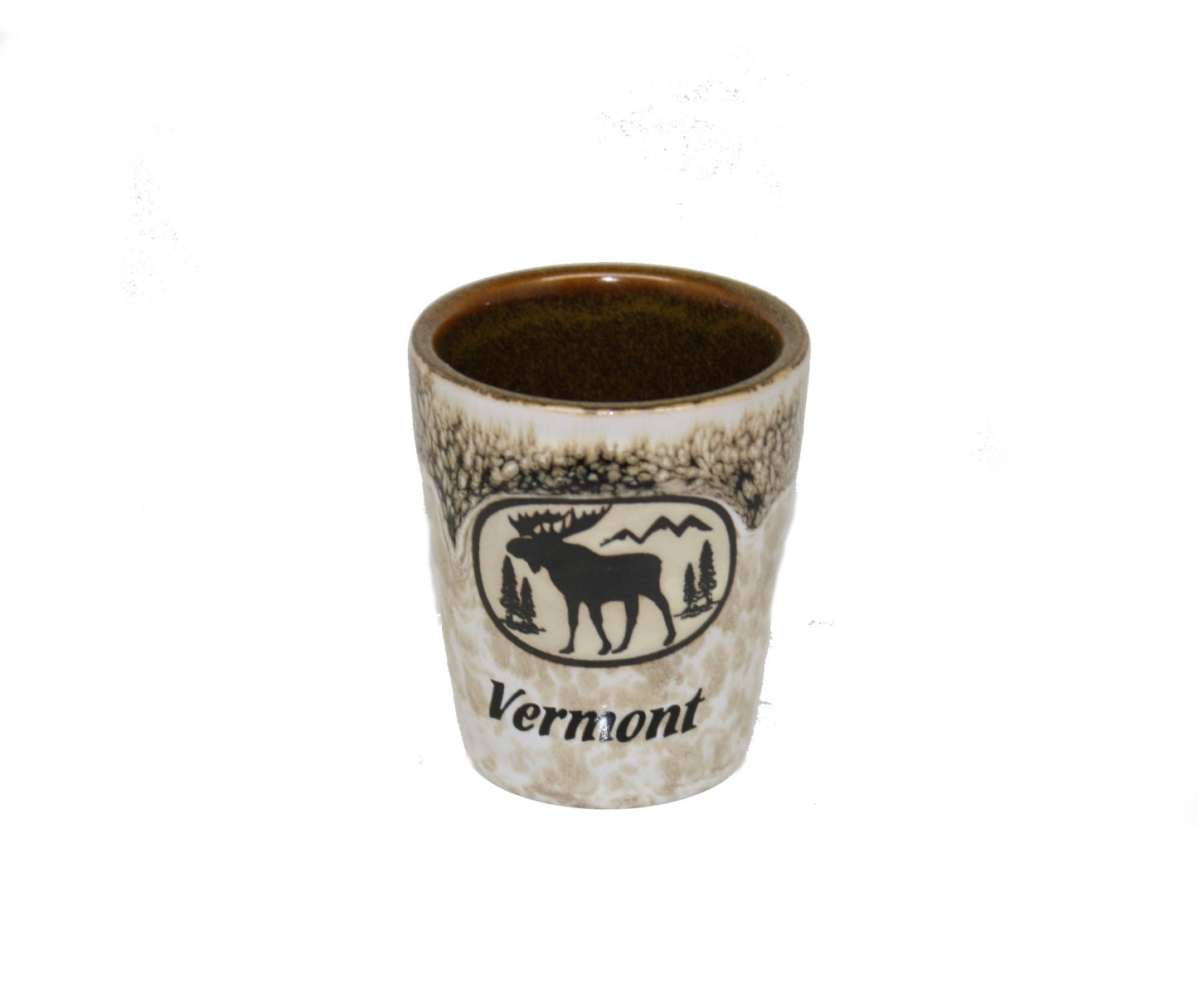 Moose Scene Oval Drip - Ceramic Shotglass - Tan