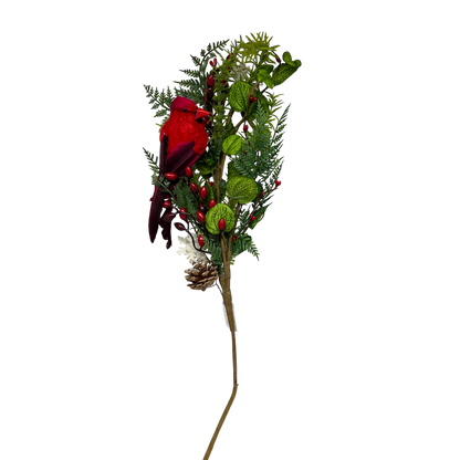 Cardinal Holiday Floral Stem