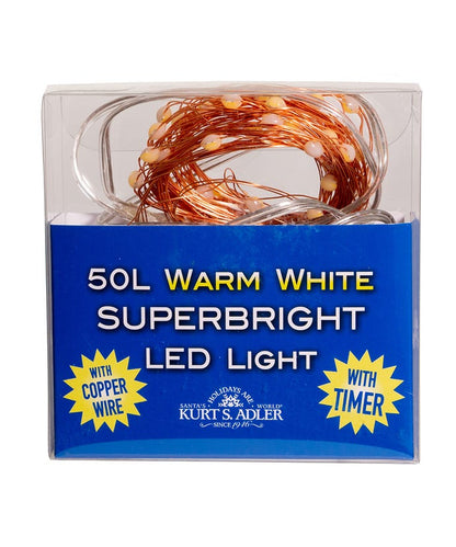 Juego de 50 luces LED superbrillantes de color blanco cálido a pilas