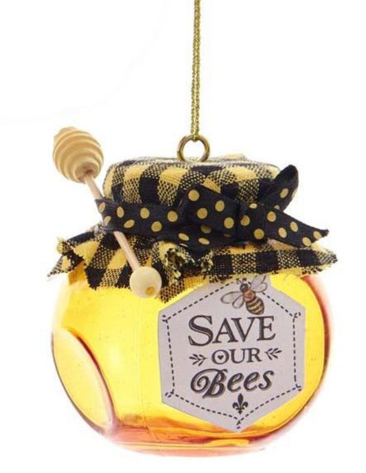 Glass Honey Jar Ornament - Save our Bees - Tampa Home & Garden Store