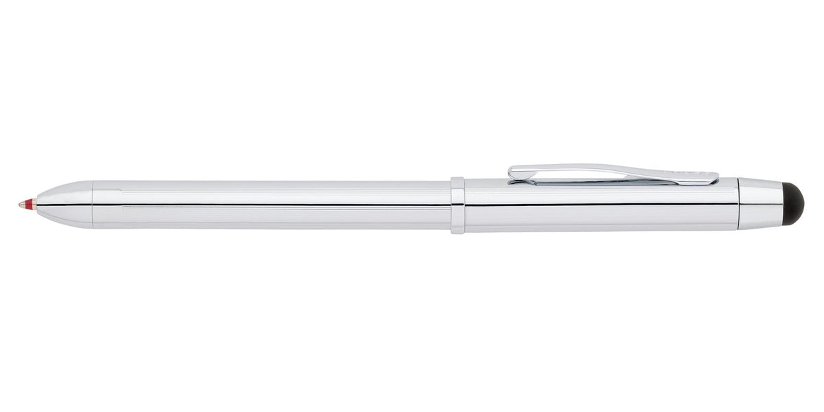 A.T. Cross Tech3+ Lustrous Chrome Multifunction Pen with metal clip and red pencil tip on Tampa Home & Garden Store