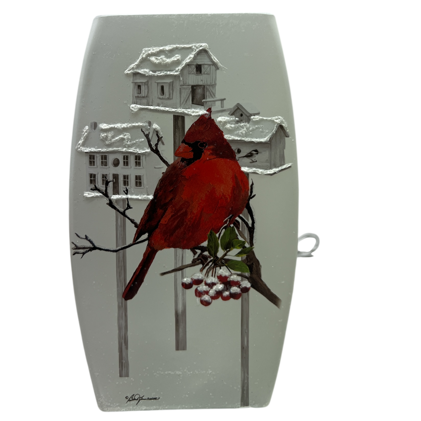 Nichoirs à oiseaux Cardinal, vase en verre prééclairé - 1 Cardinal