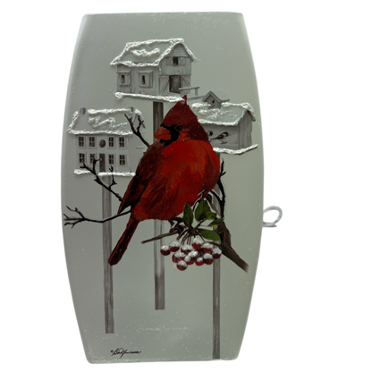 Nichoirs à oiseaux Cardinal, vase en verre prééclairé - 1 Cardinal