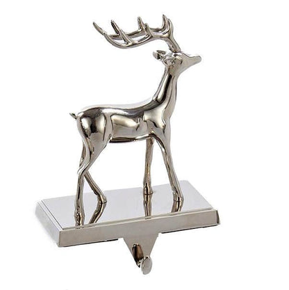 Silver metal reindeer stocking hanger with chrome finish by The Country Christmas Loft on Tampa Home & Garden Store