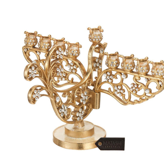 Candelabro de paloma pintado en oro con cristal