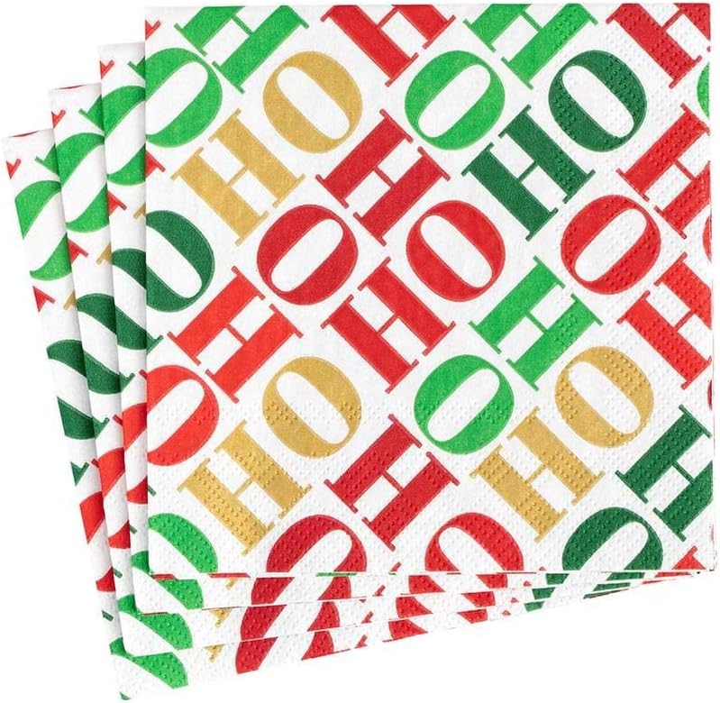 Servilletas de papel para cóctel Ho Ho Ho en blanco