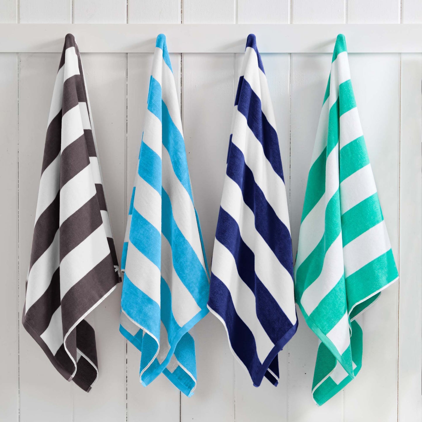 Cotton And Velour Cabana Stripe Beach Towel
