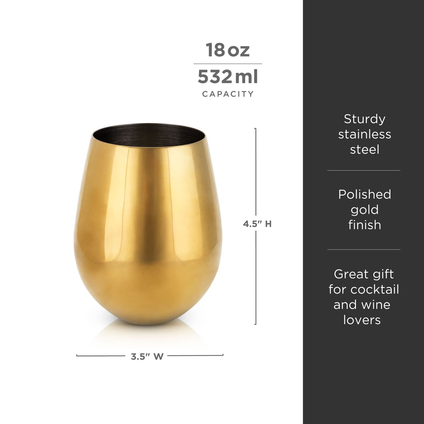 Premium Gold Stemless Wine Glasses Set of Two