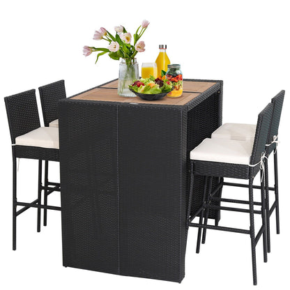 Juego de comedor de patio de madera de acacia de 5 piezas