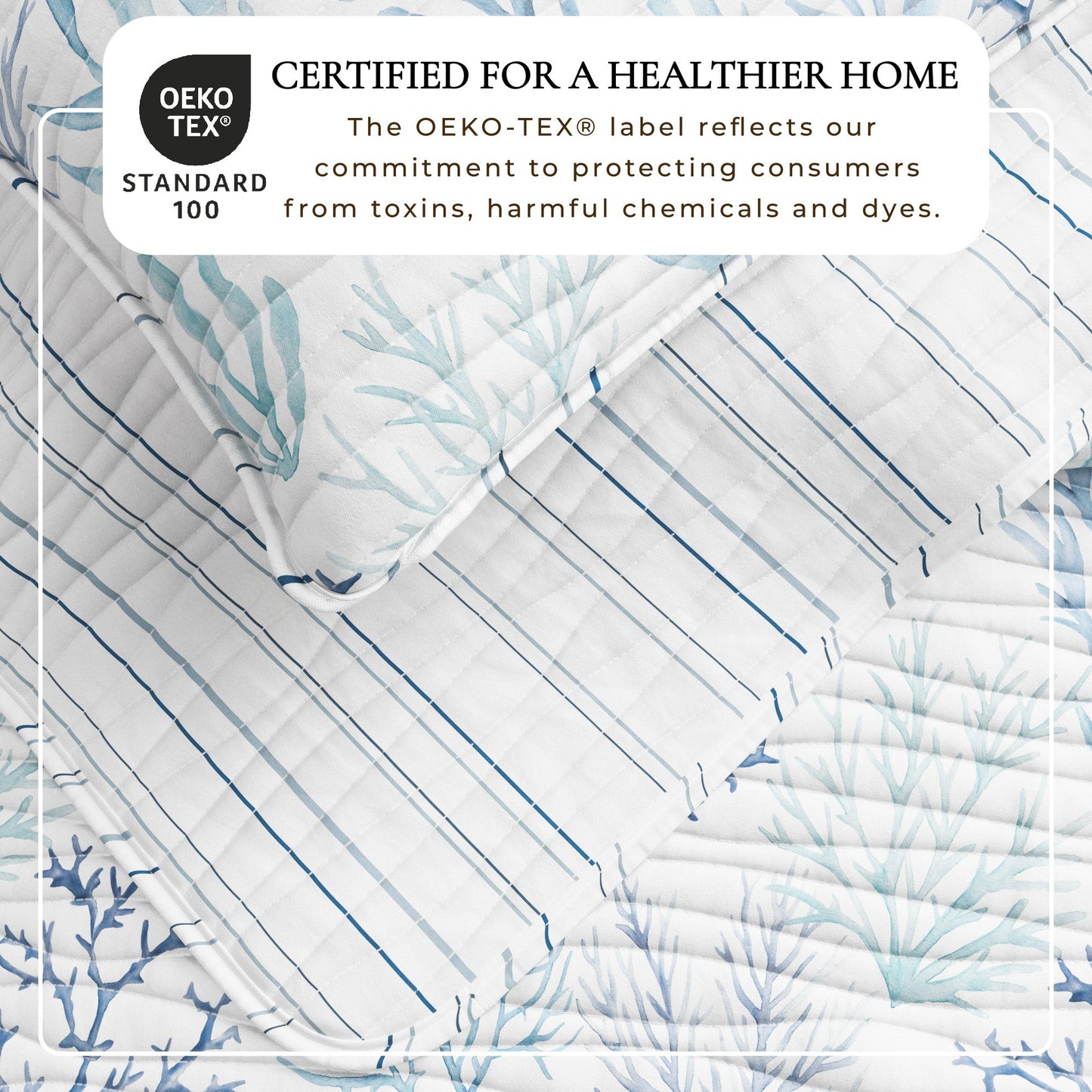 Watercolor Blue Coral Quilt for the Bedroom