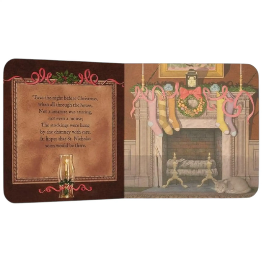 The Night Before Christmas oversized board book with parchment page and fireplace scene on Tampa Home & Garden Store