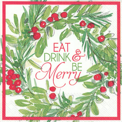 Serviettes de cocktail « Mangez, buvez et soyez joyeux »
