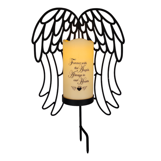Angel Wings Memorial Yard Stake LED Candle