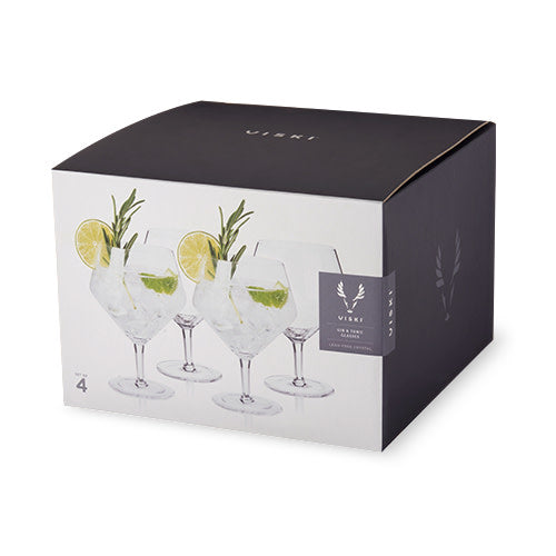 Raye Angled Crystal Gin and Tonic Glass Set of 4
