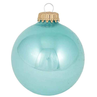 Water Lily turquoise glass Christmas ornament with gold cap on Tampa Home & Garden Store