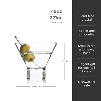 Crystal Stemless Martini Glasses Set of 4