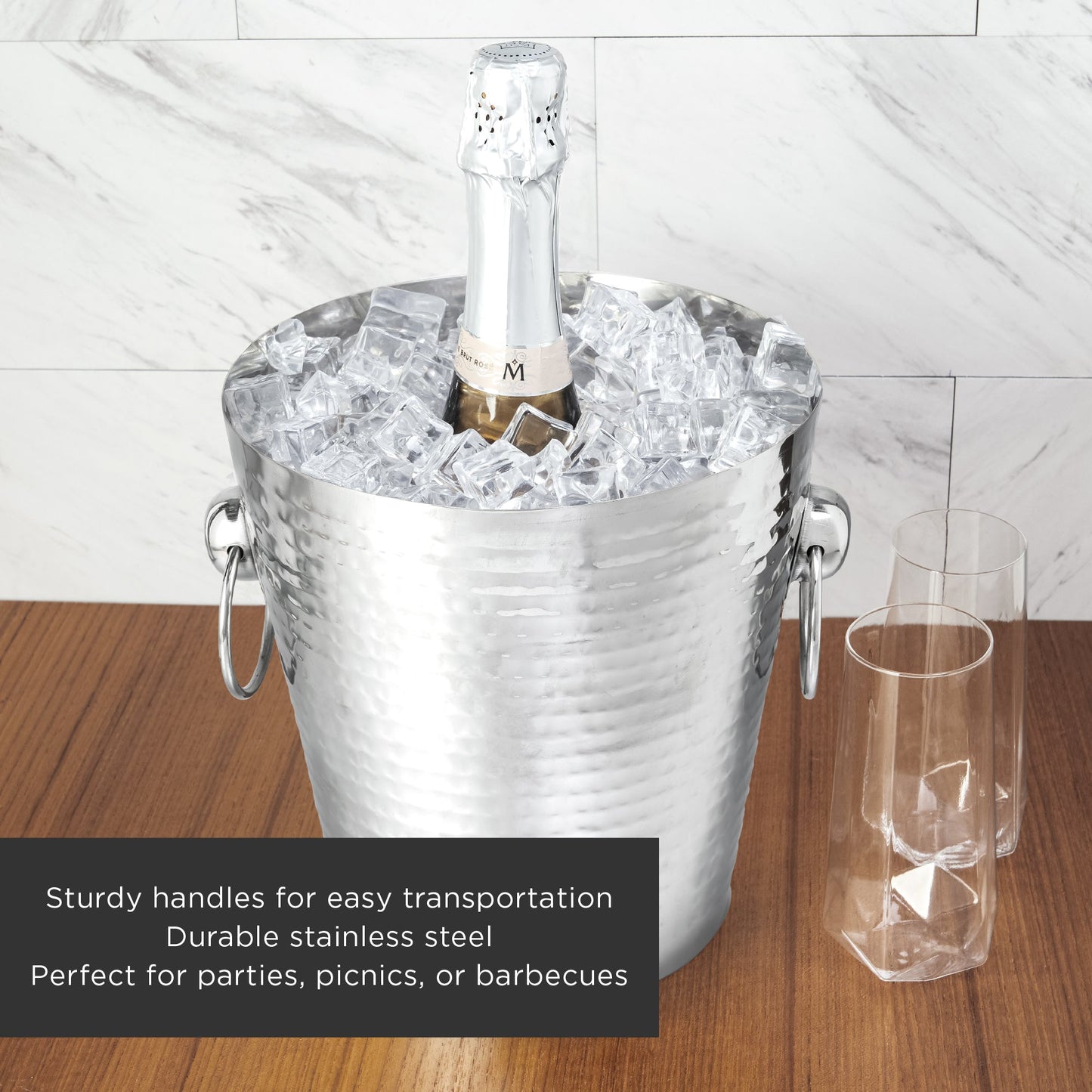 The Hammered Stainless Steel Ice Bucket for Wine