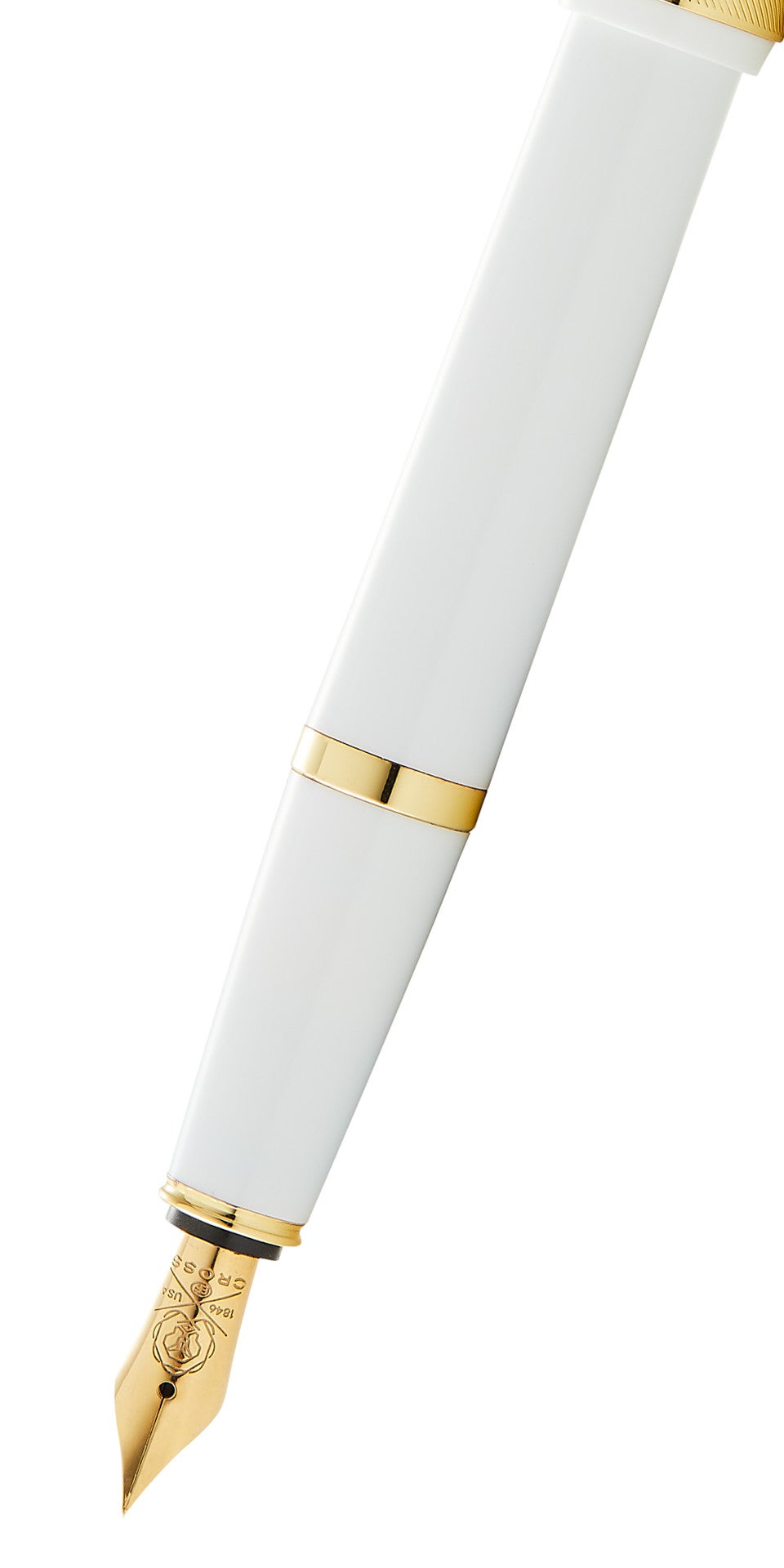 Cross Bailey Light white resin fountain pen with gold-tone cap band and fine nib on Tampa Home & Garden Store