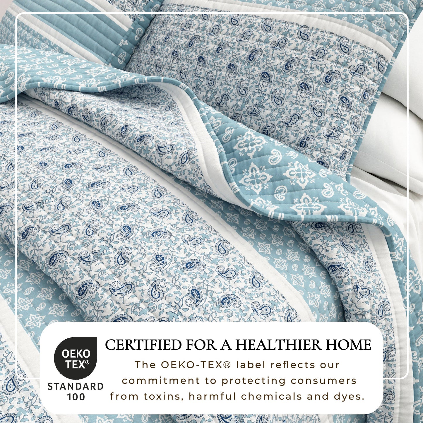 Reversible Paisley Stripe Microfiber Quilt