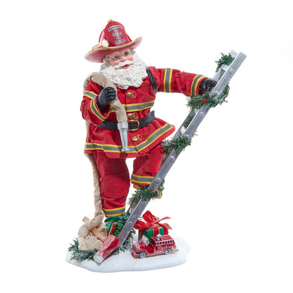 Fabriche Bombero Papá Noel en Escalera - 11.5 pulgadas