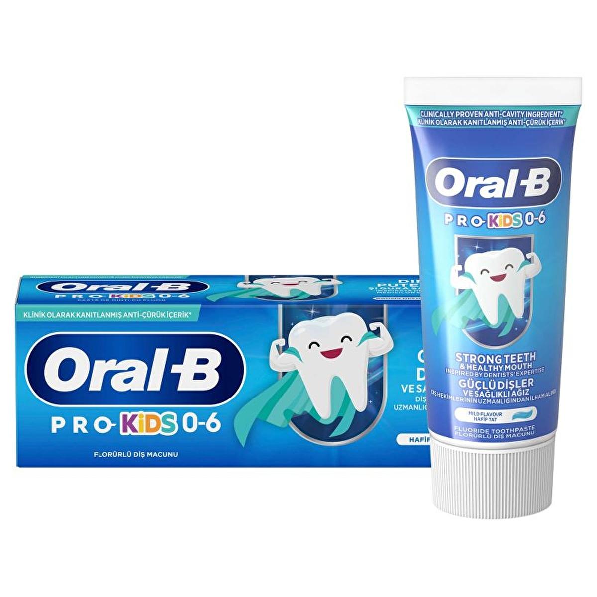 Oral-B Pro Kids fluoride toothpaste box and tube, blue packaging with a smiling tooth 0–6 on Tampa Home & Garden Store
